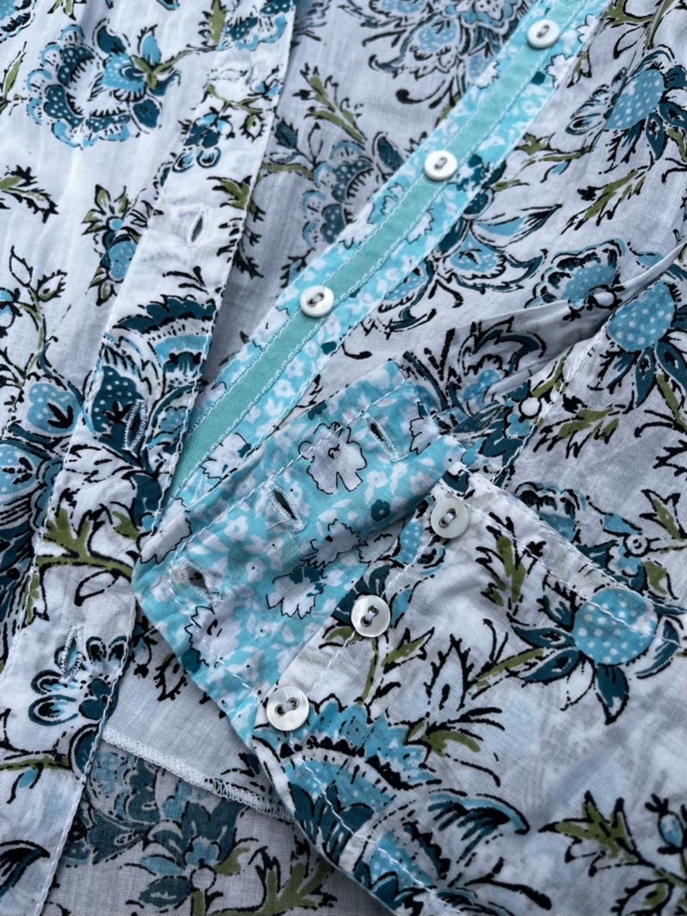 Cino Blue Floral Button-up Bohemian Vibrant Beach Holiday Maximalism Shirt XL - Picture 5 of 16